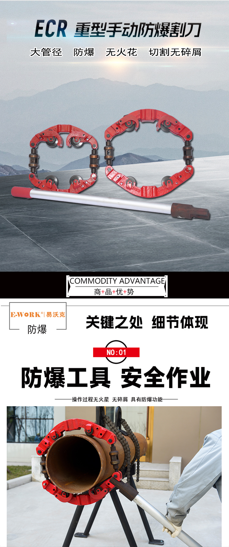 易沃克20寸旋轉(zhuǎn)式切管機重型管子割刀產(chǎn)品概述